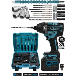 21V Çift Akülü Vidalama Darbeli Kömürsüz Somun Sökme Sıkma