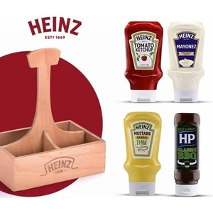 Ahşap Sosluk  Paketi (Hardal 445 gr + Ketçap 460 gr + Mayonez 400 gr   + Hp Barbekü 465 gr)