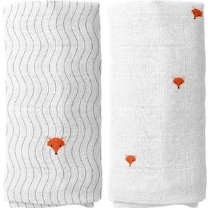 Casadora Baby Cool Fox 100% Pamuk, Nakışlı  2'li Müslin Örtü Seti - 90X90 cm