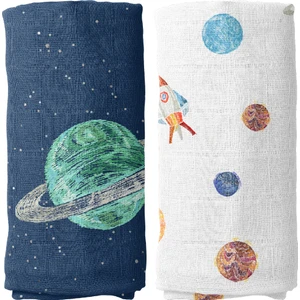 Casadora Baby Space Planet 100% Pamuk 2'li Müslin Örtü Seti - 90X90 cm