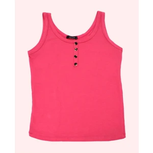 Kadın Düğme Detay Kolsuz Bluz