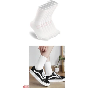 Ozzy Socks 6 Çift Beyaz Dikişsiz Pamuklu Nefes Alabilir Soket Çorap Düz Desenli