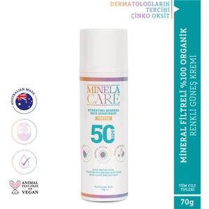Minela Care Hydrating Organik Mineral Filtreli Renkli Yüz Güneş Kremi Spf 50 70 gr PA++++