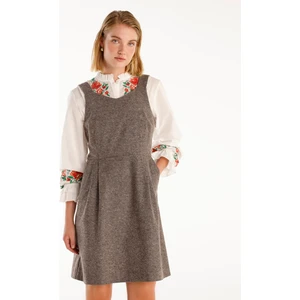 Pile Detaylı Kısa Elbise