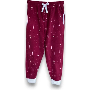 Kadın Kalpli Polar Cepli Kışlık Pelüş Manşetli Kalın Kaliteli Pijama Altı