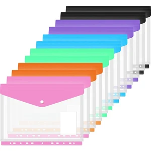 12 Paket Klasör Cebi 11 Delik Genişletilebilir Klasör Klasörleri 2/3/4 Halka Klasör Plastik Zarf Dosya Belge Kesesi (Yurt Dışından)