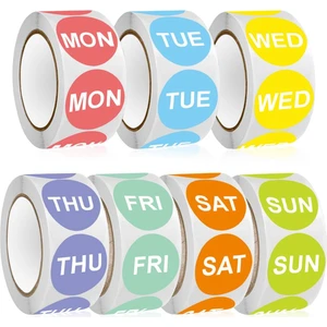 Haftanın 7 Günü Etiketi, 1 Inç Yuvarlak Gün Noktalı Gıda Rotasyon Etiketleri-Gıda Kapları Için 3500 Adet Tarih Etiketi (7 Rulo) (Yurt Dışından)
