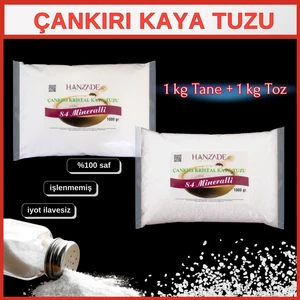 Hanzade Bitkisel 84 Mineralli Doğal Çankırı Kristal Kaya Tuzu 1 kg Toz (Öğütülmüş) + 1 kg Tane (Öğütülmemiş)
