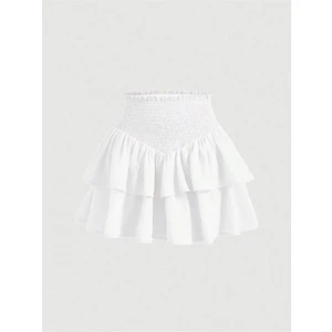 2'li Siyah ve Beyaz Iki Katlı Yüksek Bel Fırfırlı Etek