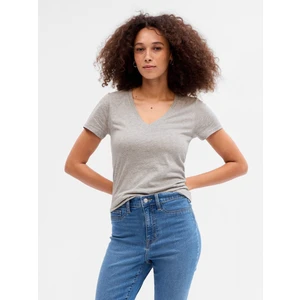 Kadın Gri Favorite V Yaka T-shirt