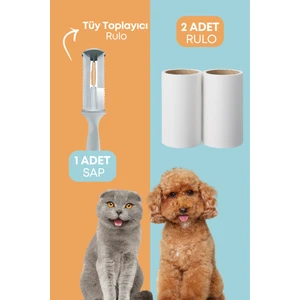 Grimor Life Tüy Toplayıcı Rulo 50 Yaprak Yapışkanlı + 2+1 Yedek Rulo (Kedi - Köpek Tüy Toplayıcı)