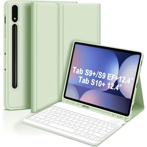 TEKNETSTORE Samsung Galaxy Tab S9 Fe Plus 12.4" Q Türkçe Klavyeli Kılıf Kalem Bölmeli Bluetooth Özellikli Stand