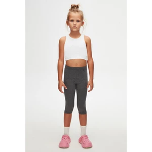 Koyu Gri Basic Kız Çocuk Diz Altı Tayt Kapri