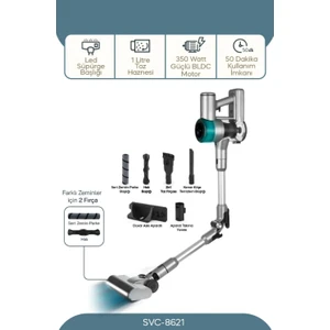 SVC-8621 Bldc Motorlu Dikey Kablosuz Şarjlı LED Aydınlatmalı Süpürge