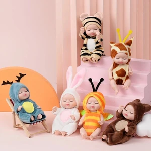 Tek Satış Yeni Moda 12 cm Yeniden Doğuş Bebek Oyuncakları Mini Sevimli Uyuyan Bebek Serisi Bebek Karikatür Hayvan Oyuncaklar Kızlar Için Doğum Günü Hediyesi (Yurt Dışından)