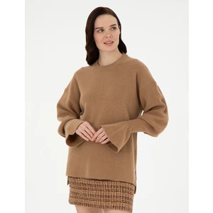 Pierre Cardin Kadın Camel Regular Fit Yün Kazak 50296484-VR015