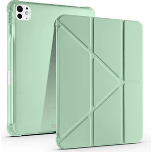 Apple iPad Pro 11 M5 (2025) Yatay ve Dikey Standlı Antişok Köşe Korumalı Kalemlikli Origami Slikon Kılıf 