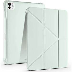 Apple iPad Pro 11 M5 (2025) Yatay ve Dikey Standlı Antişok Köşe Korumalı Kalemlikli Origami Slikon Kılıf 