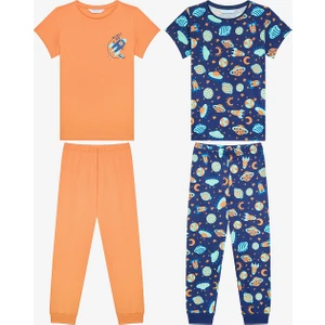 Pamuklu Erkek Çocuk Blast Off 2li Çok Renkli Pamuklu Pijama Takımı