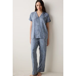 Freya Gömlek Pantolon Gri Pijama Takımı