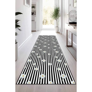 Viva Home Beyaz Kaymaz Papatyalı Kesme Rulo Özel Ölçülü Yolluk VH100