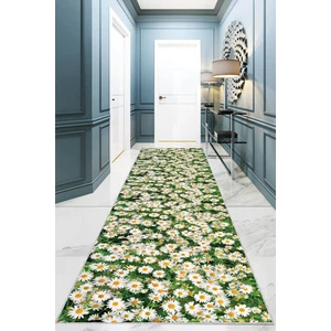 Viva Home Yeşil Kaymaz Papatyalı Kesme Rulo Özel Ölçülü Yolluk AR252