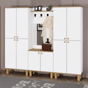 Ferda-1-3-3 Bohem Ayaklı Aynalı Vestiyer Portmanto Ayakkabılık FRD02