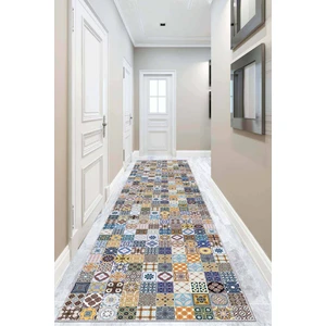 Viva Home Renkli Kaymaz Çini Desen Kesme Rulo Özel Ölçülü Yolluk AR270