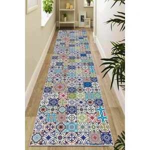 Viva Home Renkli Kaymaz Çini Desen Kesme Rulo Özel Ölçülü Yolluk AR499