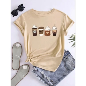 Coffe Baskılı Basic T-Shirt