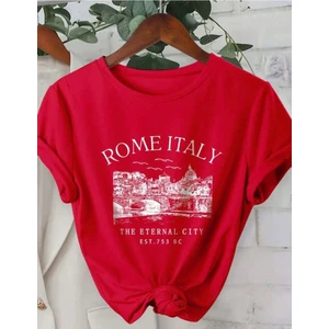 Rome Italy Desen Baskılı Basic T-Shirt