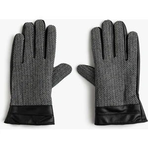 Suni Deri Eldiven Balıksırtı Desenli