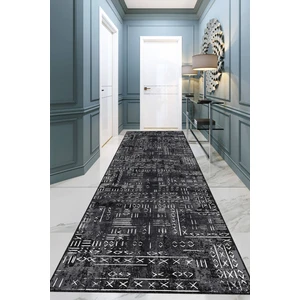 Siyah Kaymaz Etnik Kesme Rulo Özel Ölçülü Yolluk AR1372