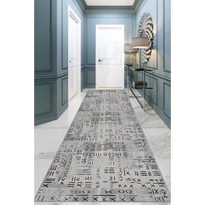 Viva Home Gri Kaymaz Etnik Kesme Rulo Özel Ölçülü Yolluk AR1378