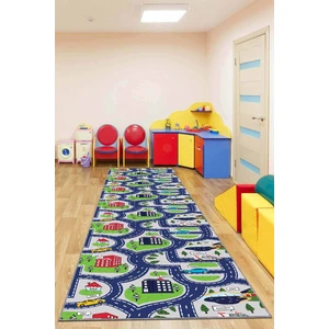 Viva Home Lacivert Kaymaz Çocuk Kreş Kesme Rulo Özel Ölçü Yolluk AR229