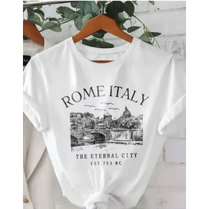 Rome Italy Desen Baskılı Basic T-Shirt