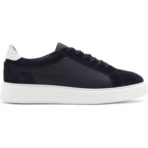 Erkek Lacivert Bağcıklı Deri Sneaker 25SFD613014