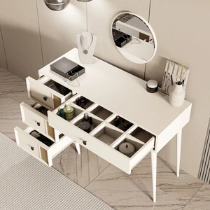 Rose Aynalı (Ahşap Ayaklı)MDF PROFİL ÇERÇEVELİ 4 Çekmeceli 120  cm  Makyaj Masası