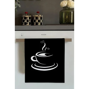 Siyah Fincan Desenli Fırın Mutfak Havlusu 30X50CM