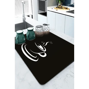 Siyah Mutfak Temalı Microfiber Bulaşık Kurutma Matı MM008
