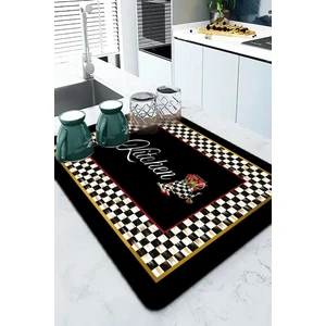 Siyah Mutfak Temalı Microfiber Bulaşık Kurutma Matı MM025