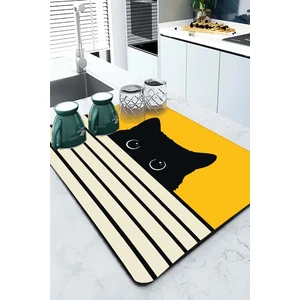 Sarı Kedi Temalı Microfiber Bulaşık Kurutma Matı MM015