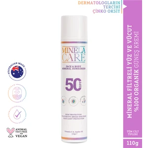 Minela Care 100% Organik Mineral Filtreli Yüz ve Vücut Güneş Kremi Spf 50 110 gr PA++++