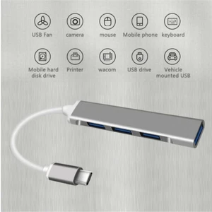 Type C USB Çoklayıcı 3.0 Type-C Çoğaltıcı 1to4 Type-C USB Hub Akım Korumalı ve Kılıflı