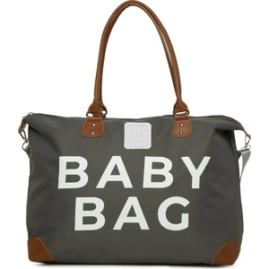Gri Baby Bag Baskılı Garnili Anne Bebek Çantası