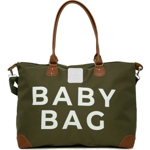 Haki Baby Bag Baskılı Garnili Anne Bebek Çantası