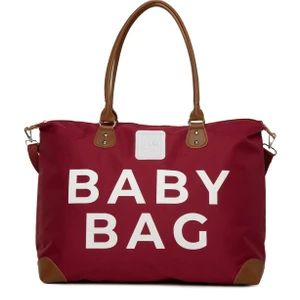 Bordo Baby Bag Baskılı Garnili Anne Bebek Çantası