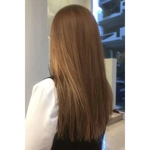 Fındık Kahverengi Düz Çıtçıtlı Saç Postiş Takma Saç 60 cm 110GR Isıya Dayanıklı Yarımay