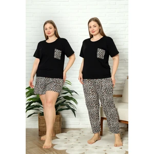 %100 Pamuk Büyük Beden 3 Parça  Kadın Pijama Takımı