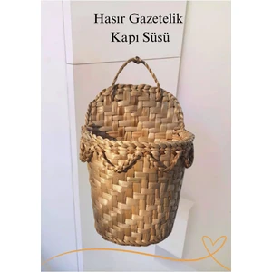 Ss Eral Koop Hasır Sepet (Gazetelik) Kapı Süslü /Dekoratif Çok Amaçlı /Doğal El Yapımı Hasır Hediyelik Model